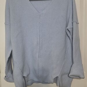 Light Blue V-Neck Women's Sweater